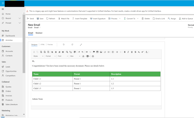 10 Custom Activity Workflow Email Output
